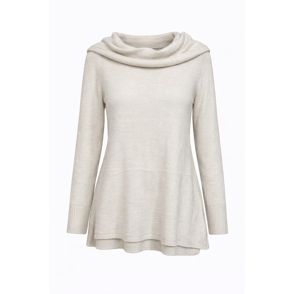 DKNY Jeans Cream Cowl Neck‎ Knit Sweater Womens Large Soft Cozy Pullover Casual